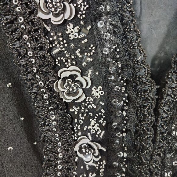 Escada Couture Womens Gala Glam Beaded Jacket 38 Black White Old Money - Picture 9 of 16